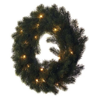 Wianek świąteczny LED, 40 cm, 2x AA, do wnętrz, ciepły biały, timer
