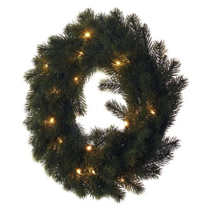 LED vianočný veniec, 40 cm, 2x AA, vnútorný, teplá biela, časovač