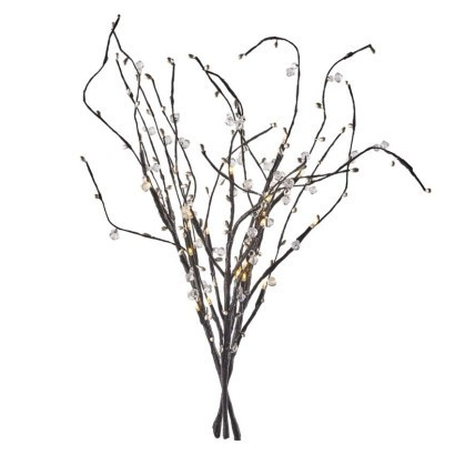 LED-Zweig mit Perlen, 60 cm, 3x AA, innen, warmweiß, Timer