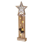 LED drevená dekorácia - hviezdy, 48 cm, 2x AA, vnútorná, teplá biela, časovač