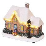 LED vianočný domček, 20,5 cm, 3x AA, vnútorný, teplá biela