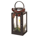 LED dekorácia - vianočný lampáš so sviečkou čierny, 20 cm, 3x AAA, interiérový, vintage