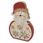 LED drevená dekorácia - Santa, 30 cm, 2x AA, vnútorná, teplá biela, časovač