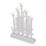 Wooden LED decoration - forest with stars, 35,5 cm, 2x AA, indoor, warm white, timer
