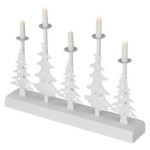 LED svietnik - vianočný stromček so sviečkami, 24 cm, 2x AA, vnútorný, teplá biela, časovač
