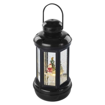 LED decoration - Christmas lantern with Santa, 20 cm, 3x AAA, indoor, warm white, timer