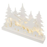 Drewniana dekoracja LED - wioska bożonarodzeniowa, 31 cm, 2x AA, do wnętrz, ciepła biel, timer