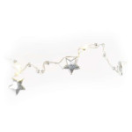 LED Christmas chain silver - stars, 1,9 m, 2x AA, indoor, warm white, timer