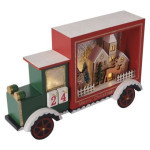 LED advent calendar, wooden car, 20x30,5 cm, 2x AA, indoor, warm white, timer