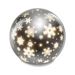 LED Christmas glass ball - snowflakes, 12 cm, 3x AA, indoor, warm white, timer