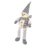 LED vianočný snehuliak na sedenie, 31 cm, 3x AA, vnútorný, teplá biela