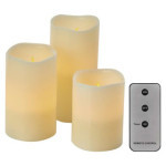 LED dekorácie - voskové sviečky, rôzne veľkosti, 3x AAA, interiérové, vintage, 3 ks, ovládač