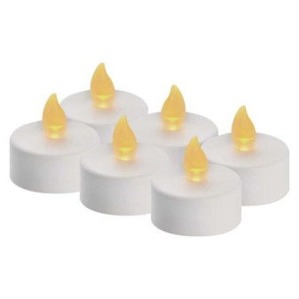 Dekoracja LED - tea light biały, CR2032, do wnętrz, vintage, 6 szt.