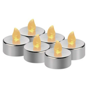 Dekoracja LED - tea light srebrny, CR2032, do wnętrz, vintage, 6 szt.
