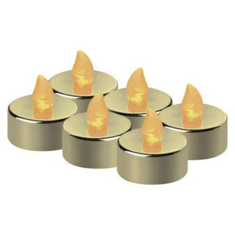 Dekoracja LED - tea light złoty, CR2032, do wnętrz, vintage, 6 szt.