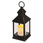 LED decoration - lantern antique black flashing, 3x AAA, indoor, vintage, timer