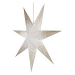 Vánoční hvězda papírová závěsná se zlatými třpytkami na okrajích, bílá, 60 cm, vnitřní
