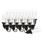 LED světelný řetěz – 16x párty žárovky čiré, 7,6 m, venkovní i vnitřní, teplá bílá