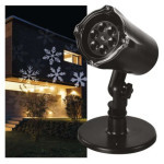 Vianočný dekoratívny projektor LED - snehové vločky, vnútorné a vonkajšie, biely