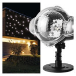 Dekoratívny projektor LED - padajúce snehové vločky, vnútorné a vonkajšie, biely