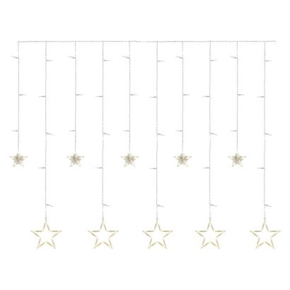 LED vianočný záves - hviezdy, 185x105 cm, vnútorný, teplá biela