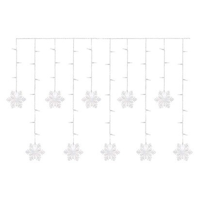 LED Christmas curtain - snowflakes, 135x50 cm, indoor, cold white