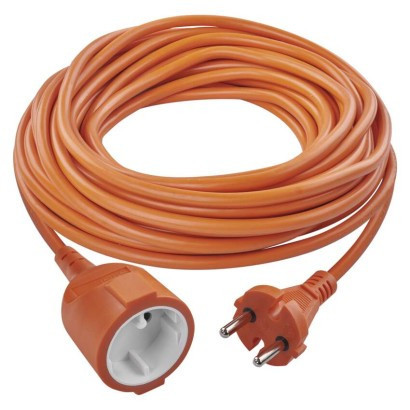 Two-wire floating lead 20 m / 1 socket / orange / PVC / 230 V / 1.5 mm2
