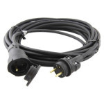 Outdoor extension cable 10 m / 1 socket / black / rubber / 230 V / 1.5 mm2