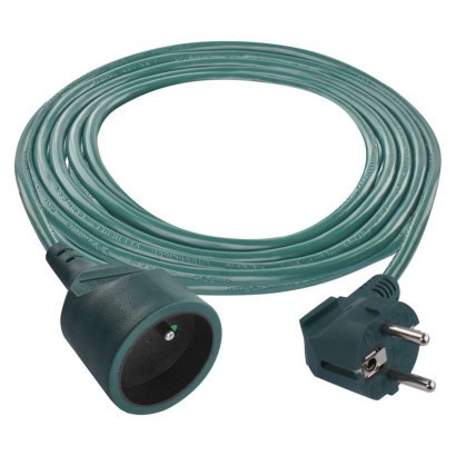 Extension cable 2 m / 1 socket / green / PVC / 1 mm2