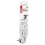 Extension cable 3 m / 3 sockets / white / PVC / 1 mm2