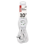 Extension cable 10 m / 3 sockets / white / PVC / 1 mm2