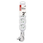 Extension cable 2 m / 4 sockets / white / PVC / 1 mm2