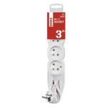 Extension cable 3 m / 4 sockets / white / PVC / 1.5 mm2