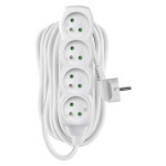Extension cable 10 m / 4 sockets / white / PVC / 1.5 mm2