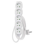Extension cable 1.5 m / 5 sockets / white / PVC / 1 mm2