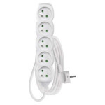 Extension cable 3 m / 5 sockets / white / PVC / 1 mm2