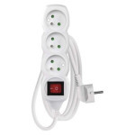 Extension cable 1.2 m / 3 sockets / with switch / white / PVC / 1 mm2