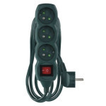 Extension cable 2 m / 3 sockets / with switch / green / 1 mm2