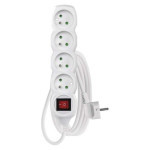 Extension cable 3 m / 4 sockets / with switch / white / PVC / 1 mm2