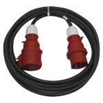 3-phase outdoor extension cable 20 m / 1 socket / black / rubber / 400 V / 2.5 mm2