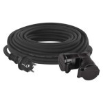 Outdoor extension cable 20 m / 2 sockets / black / rubber / 230 V / 1.5 mm2
