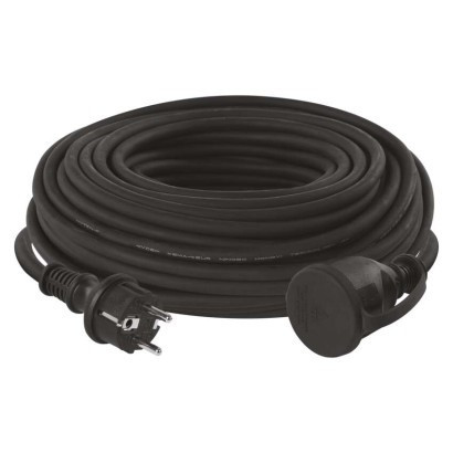 Przedłużacz zewnętrzny 30 m / 1 gniazdo / czarny / gumowo-neoprenowy / 230 V / 1,5 mm2