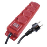 Extension cable 10 m / 4 sockets / with switch / black-red / rubber-neoprene / 1.5 mm2