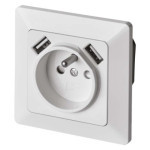 Socket with USB 2,1A max., white