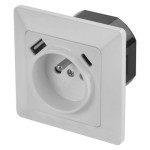 Socket with USB A USB C., white