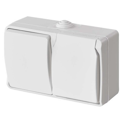 Combination wall switch No.6, IP44, French, white