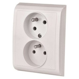 Double socket PRAKTIK 4FN15088.901, white