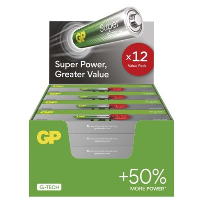 Baterie alkaliczne GP Super AA (LR6), 288 sztuk, pudełko ekspozycyjne