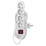 Extension cable 5 m / 4 sockets / with switch / white / PVC / 1.5 mm2