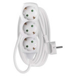 Extension cable 3 m / 3 sockets / white / PVC / 1.5 mm2